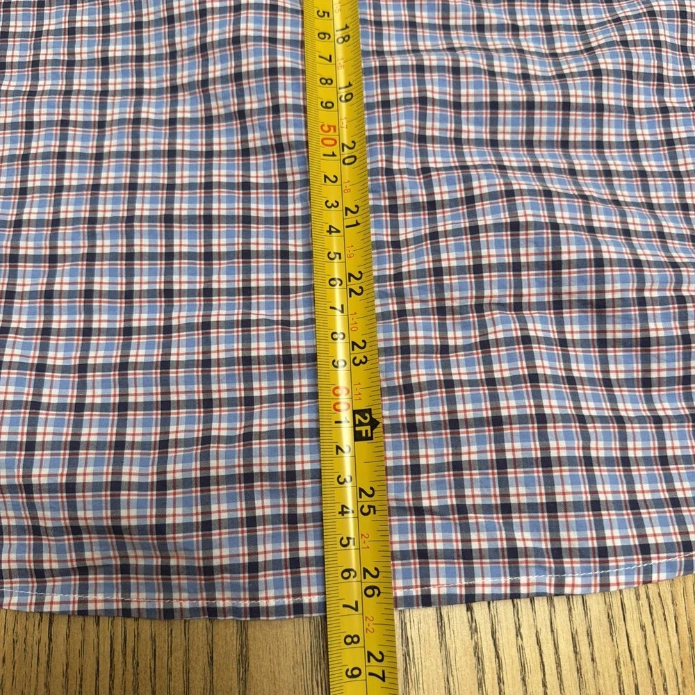 Ralph Lauren Boys XL 18-20 Plaid Button Down Shirt Natural Stretch Blue Red